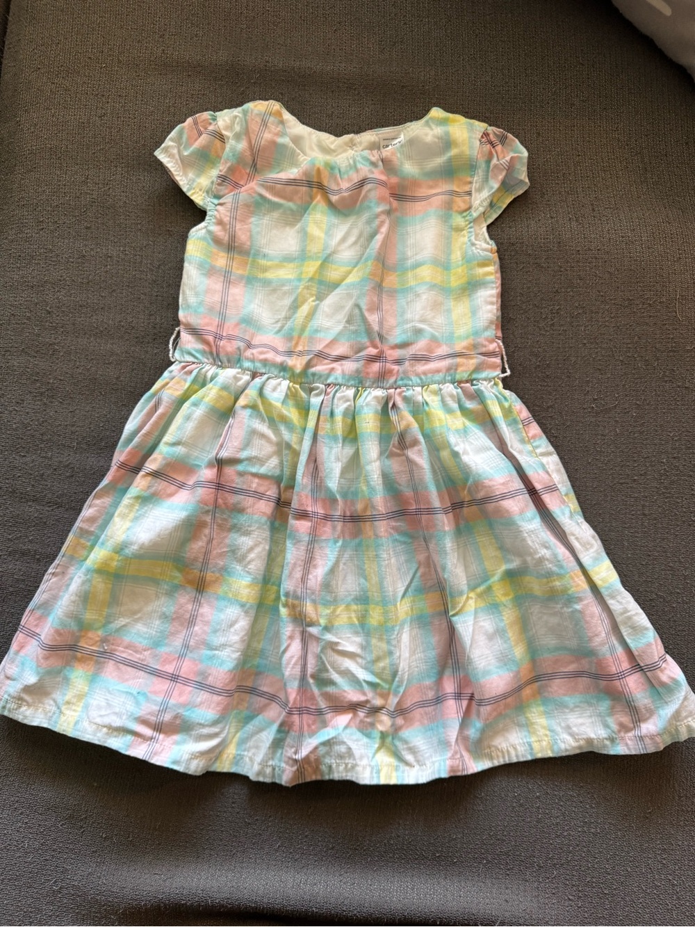 Carter's Pastel Plaid Cotton Dress - Pink, Yellow & Blue
